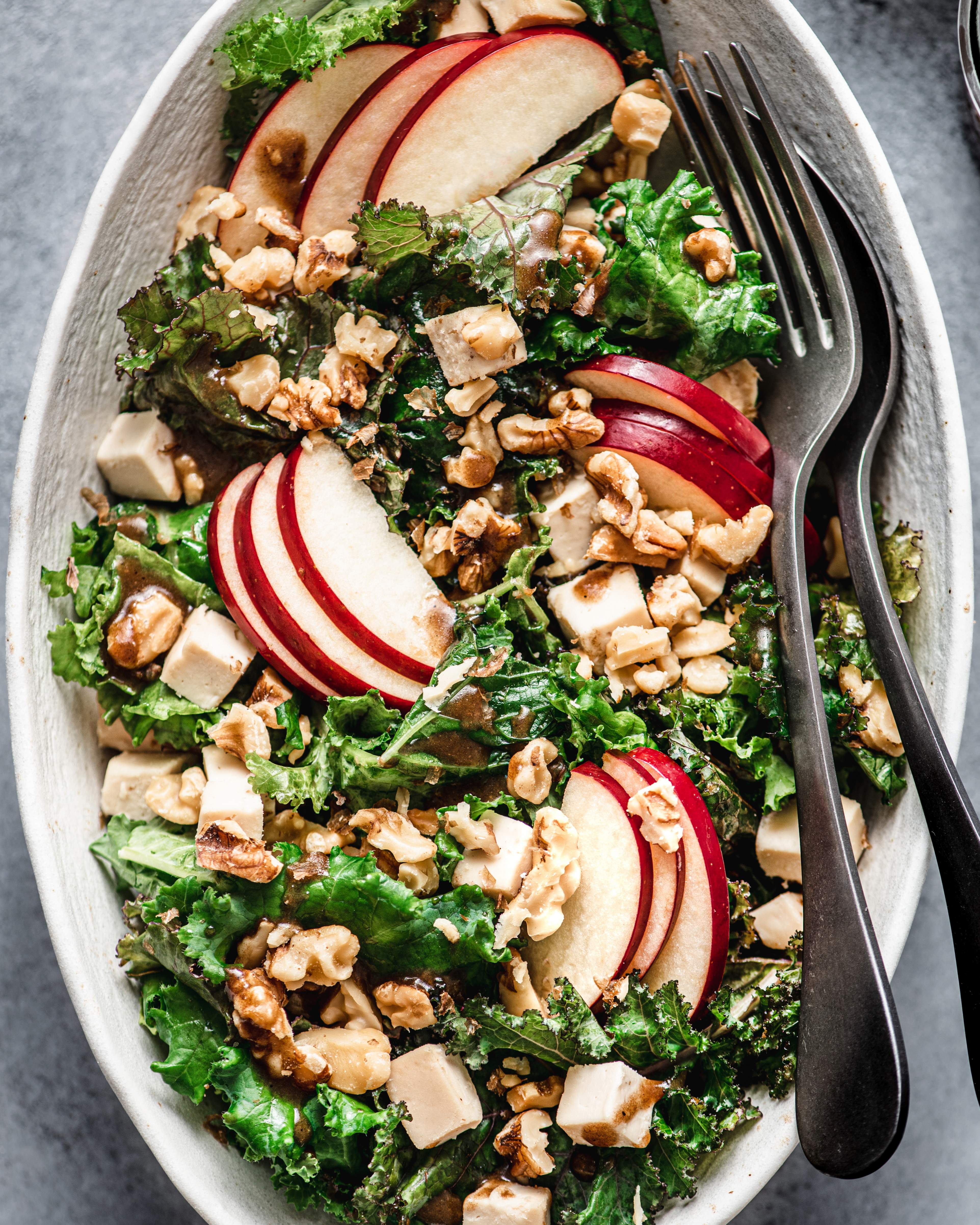 Aged Cheddar Kale, Walnut and Apple Salad